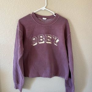 Obey Cropped Crewneck Sweatshirt Size Small